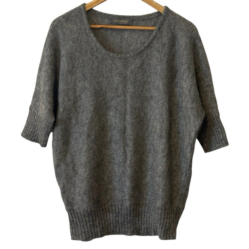 INNAMORATO Superkid Mohair & Merino Wool Gray Short Sleeve Sweater Size Small S
